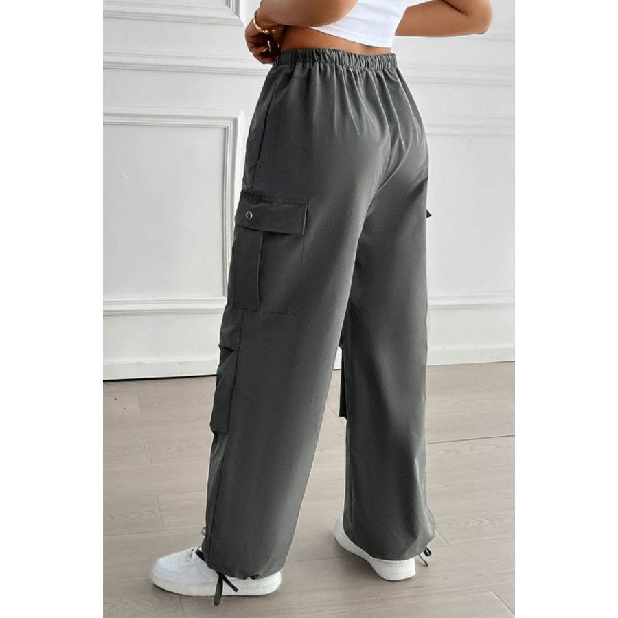 Devine Drawstring Wide Leg Pants with Cargo Pockets Apparel and Accessories