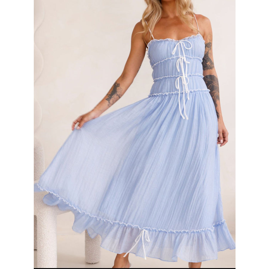 Devine Frill Ruffled Hem Midi Cami Dress Apparel and Accessories