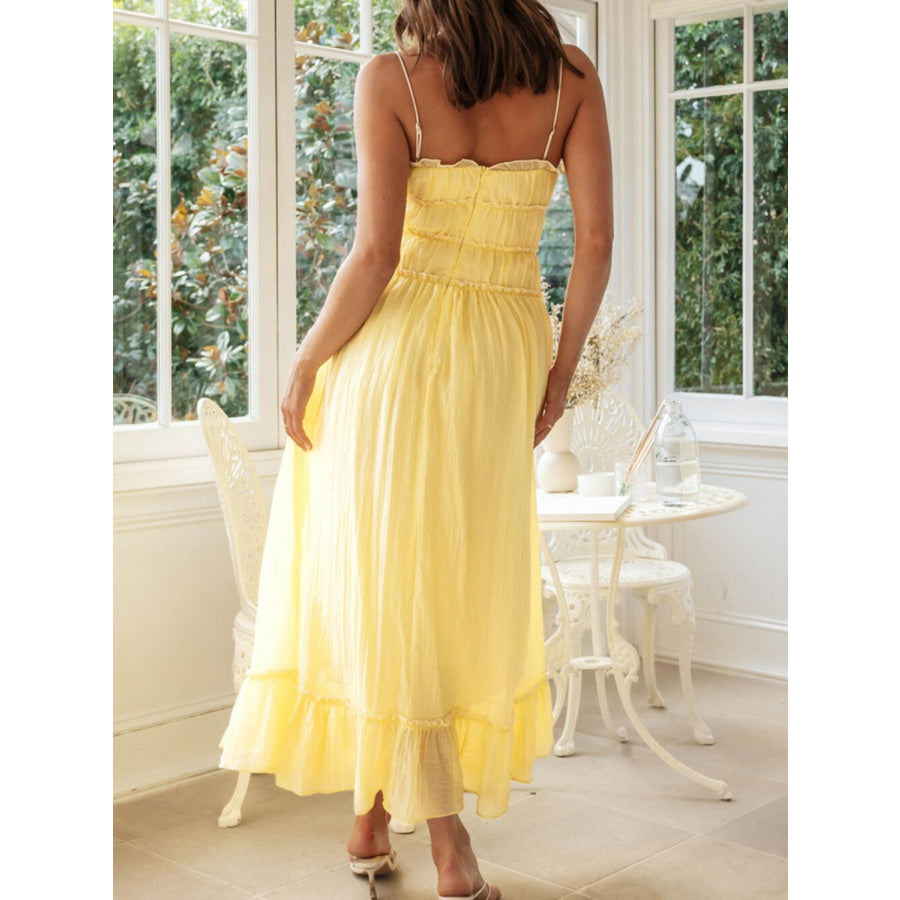 Devine Frill Ruffled Hem Midi Cami Dress Apparel and Accessories