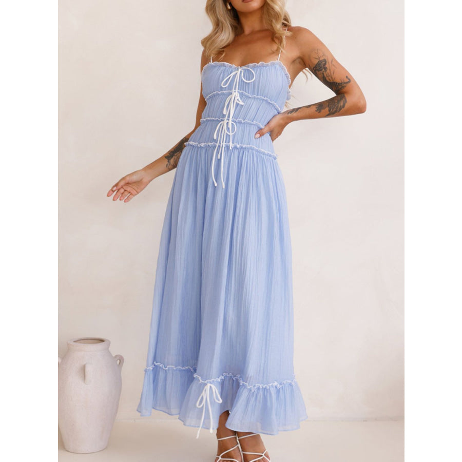 Devine Frill Ruffled Hem Midi Cami Dress Apparel and Accessories