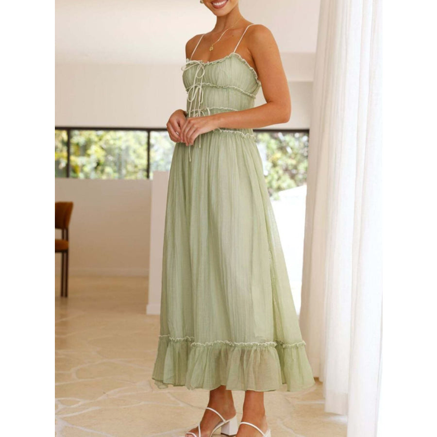 Devine Frill Ruffled Hem Midi Cami Dress Apparel and Accessories