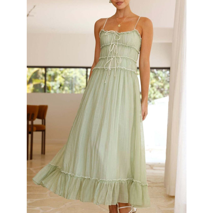 Devine Frill Ruffled Hem Midi Cami Dress Apparel and Accessories