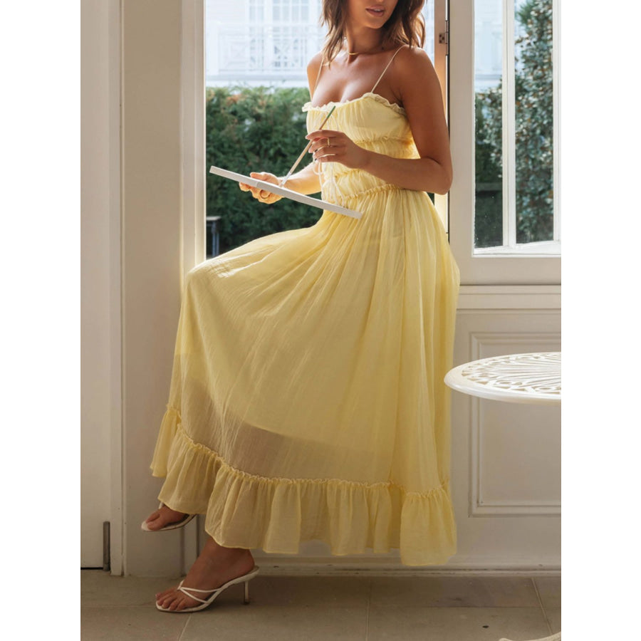 Devine Frill Ruffled Hem Midi Cami Dress Apparel and Accessories