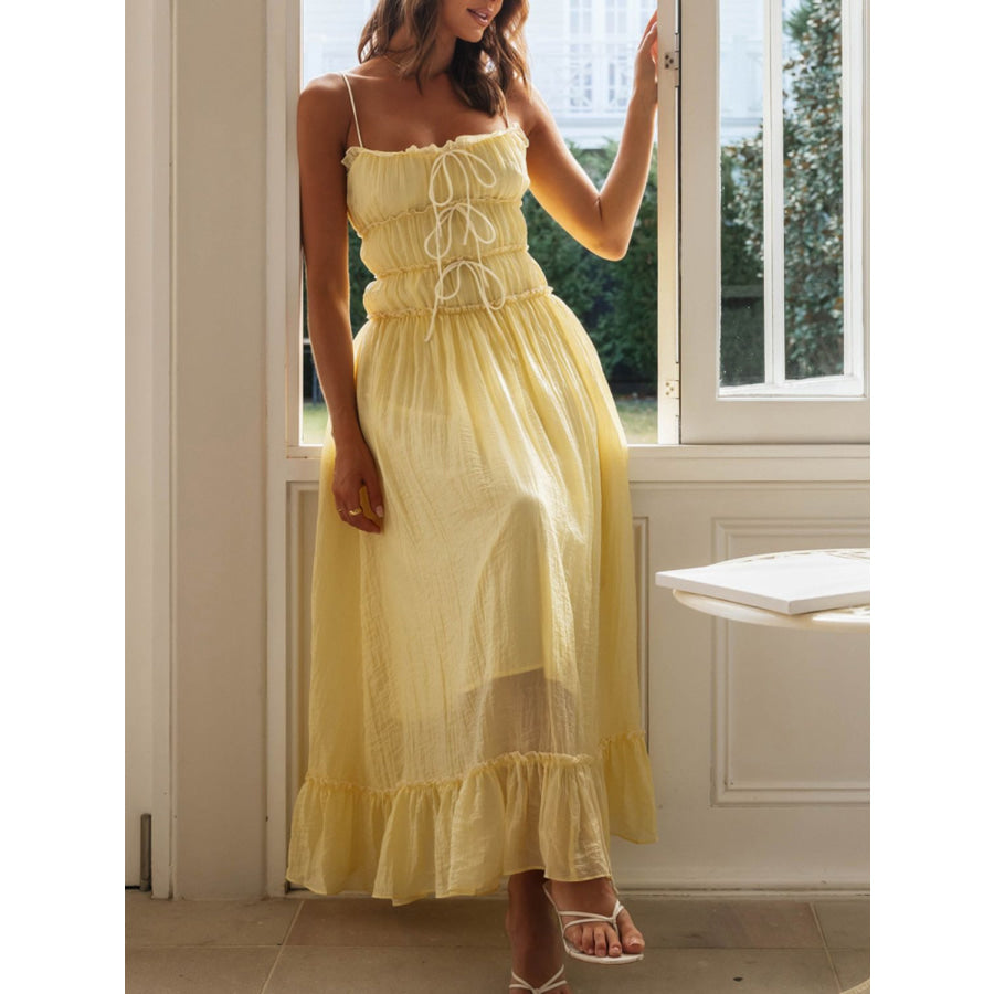 Devine Frill Ruffled Hem Midi Cami Dress Apparel and Accessories