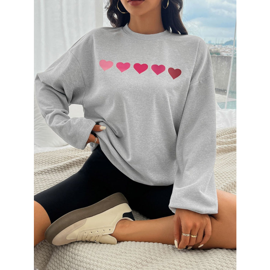 Devine Heart Dropped Shoulder Long Sleeve Sweatshirt Apparel and Accessories