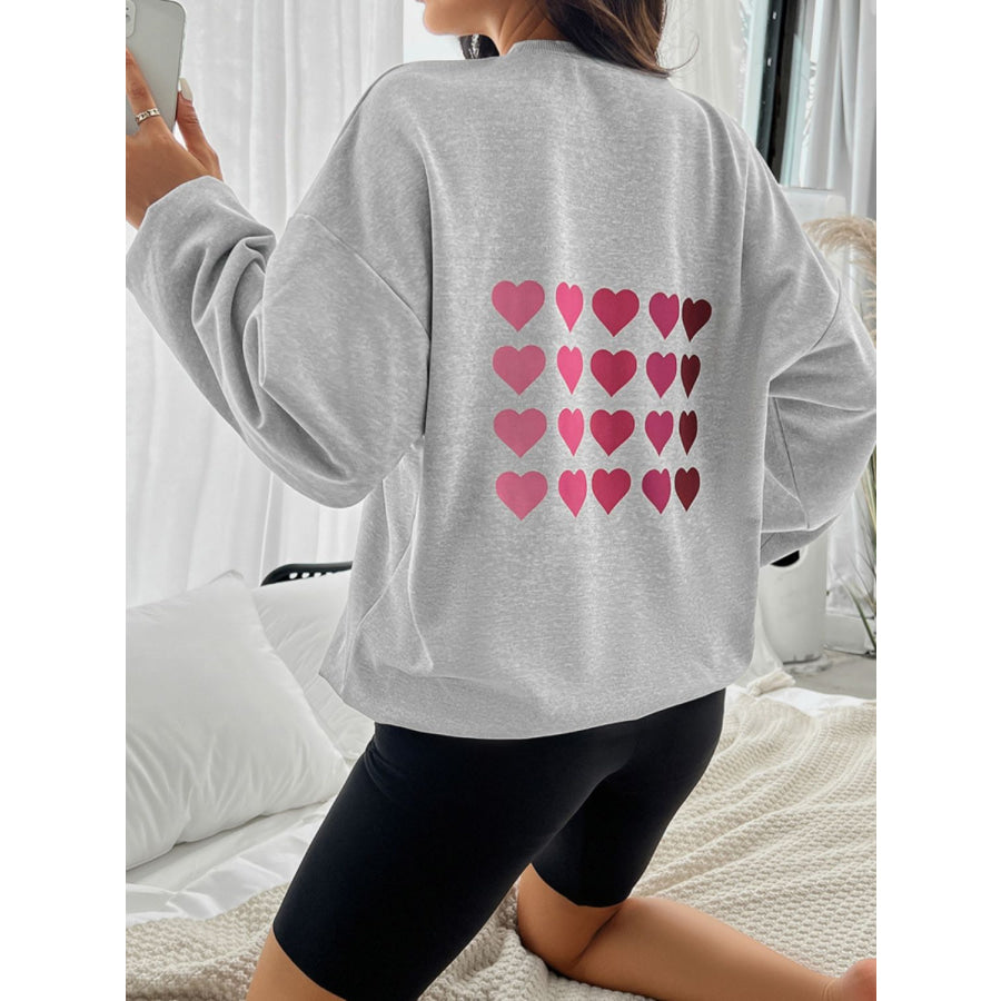 Devine Heart Dropped Shoulder Long Sleeve Sweatshirt Apparel and Accessories