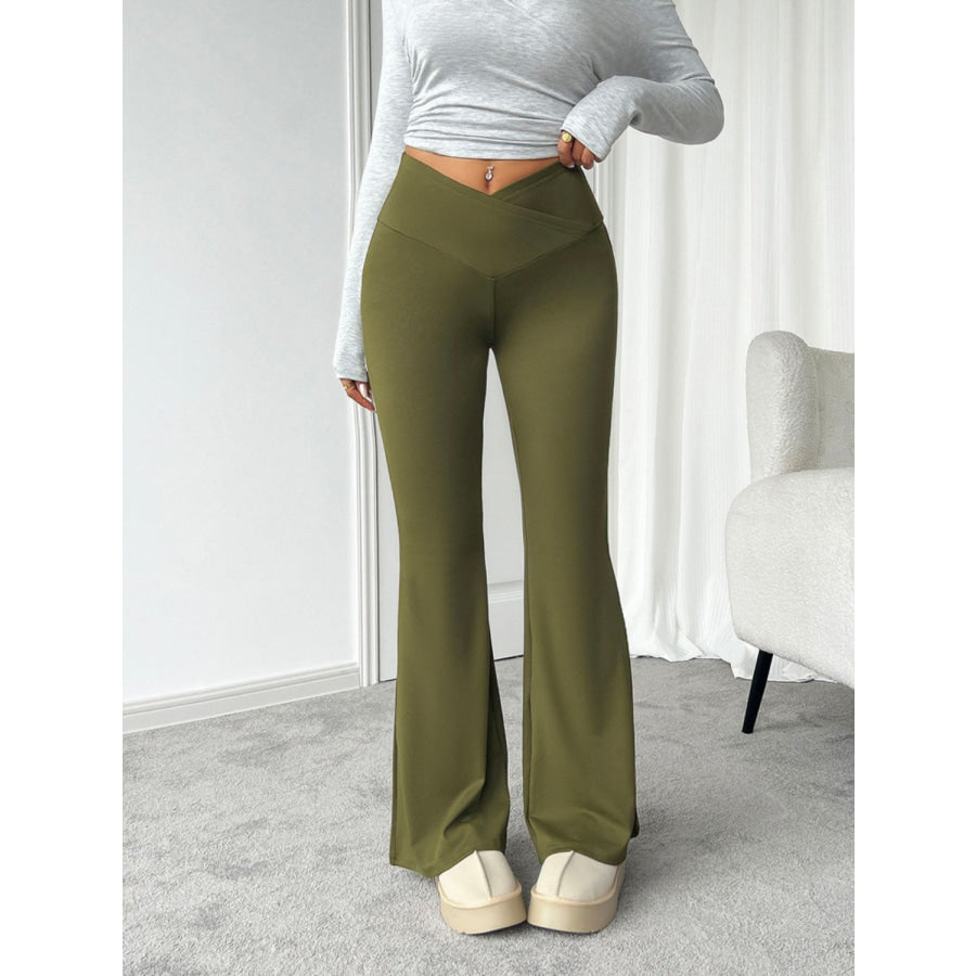 Devine Highly Stretchy Bootcut Pants Moss / S Apparel and Accessories