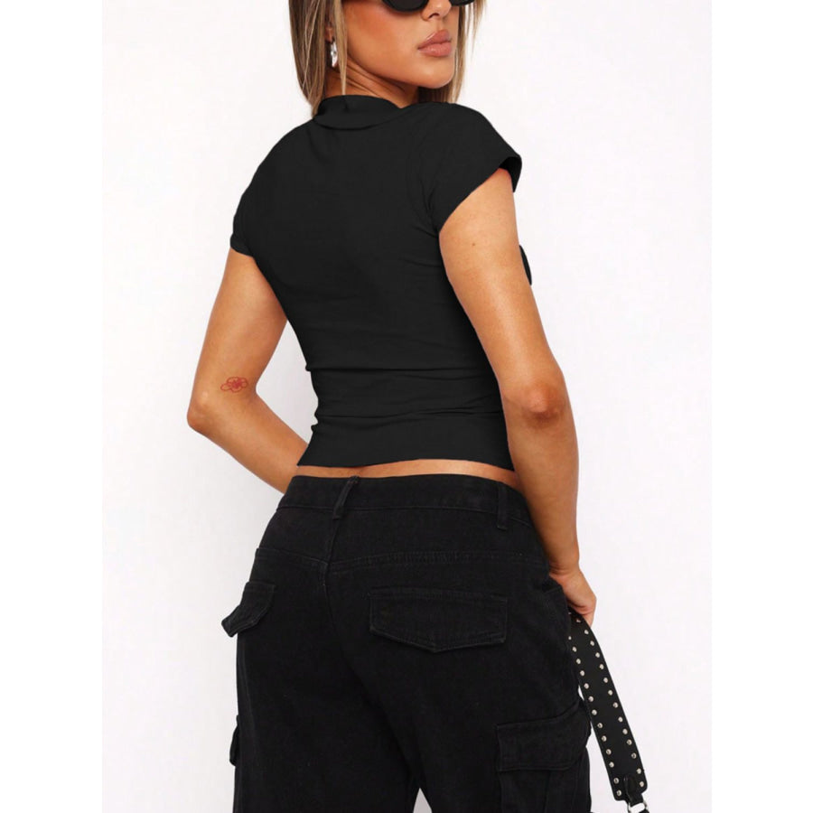 Devine Johnny Collar Short Sleeve T-Shirt Apparel and Accessories