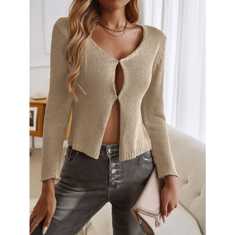 Devine Long Sleeve Cropped Cardigan Apparel and Accessories