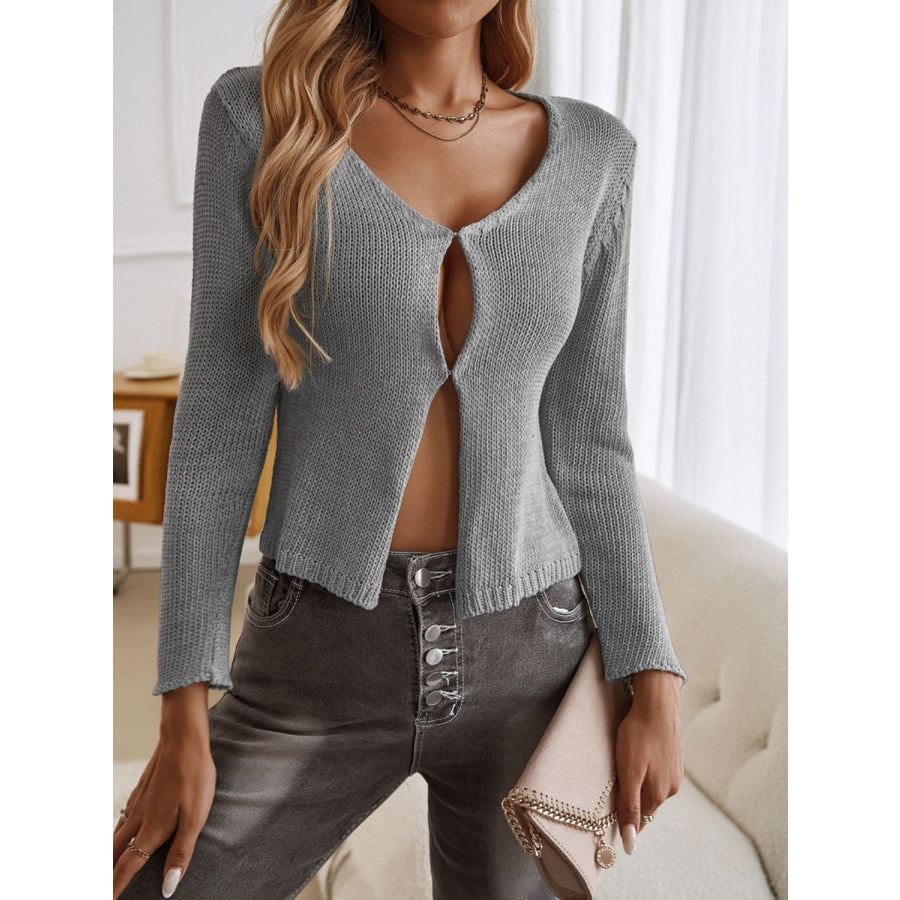 Devine Long Sleeve Cropped Cardigan Apparel and Accessories