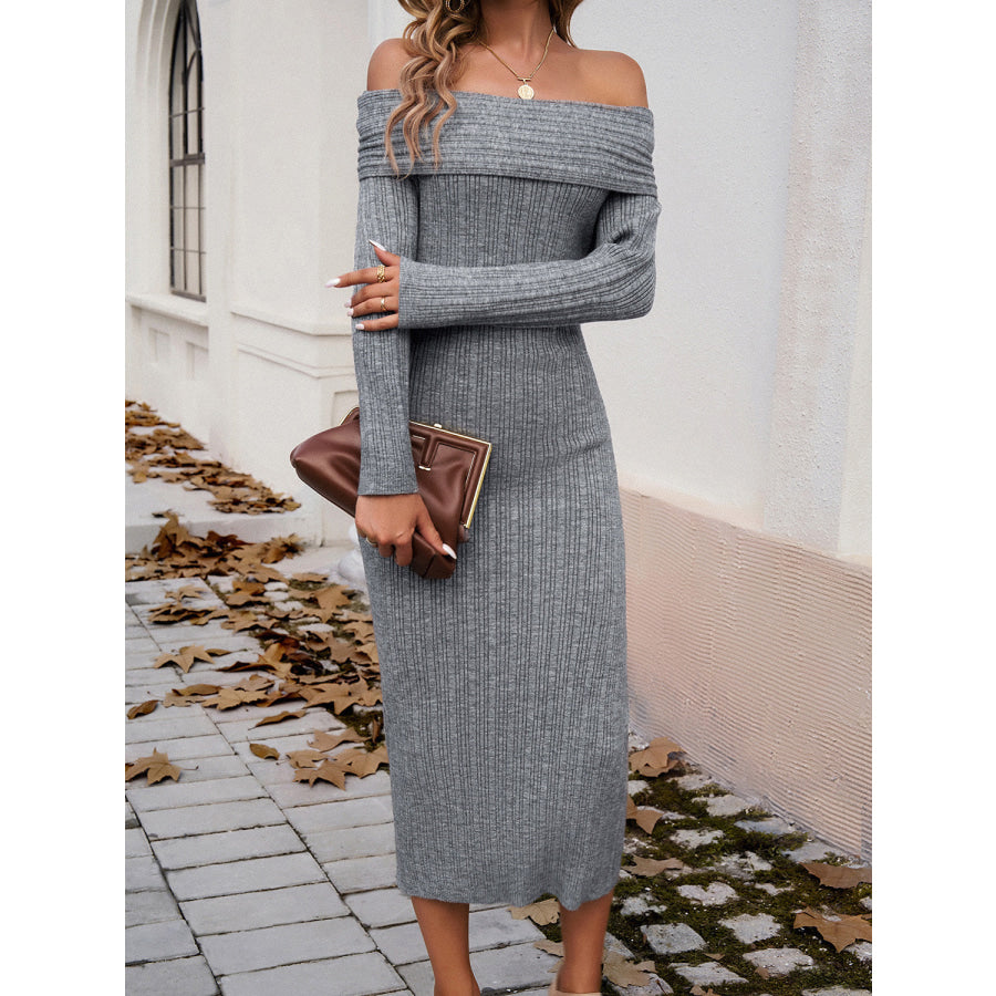 Devine Off-Shoulder Long Sleeve Wrap Dress Apparel and Accessories