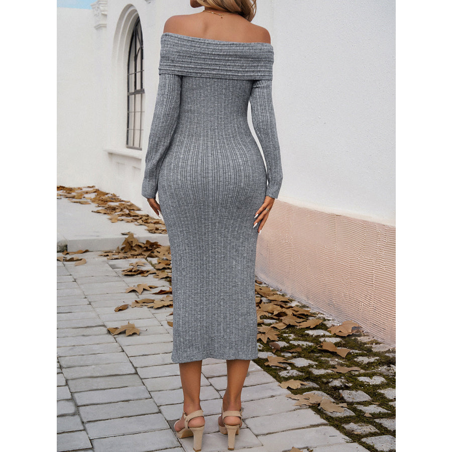 Devine Off-Shoulder Long Sleeve Wrap Dress Apparel and Accessories