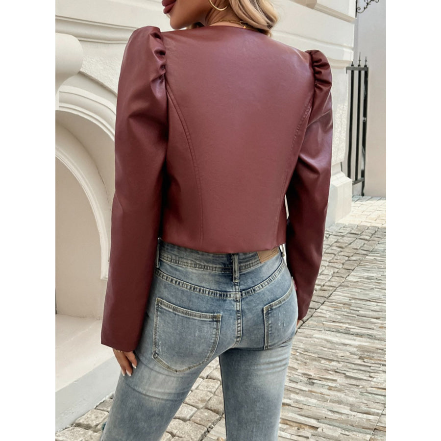 Devine Open Front Puff Sleeve Jacket Apparel and Accessories