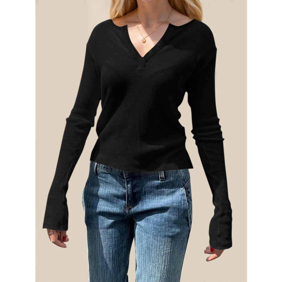 Devine Quarter Button Long Sleeve T-Shirt Apparel and Accessories