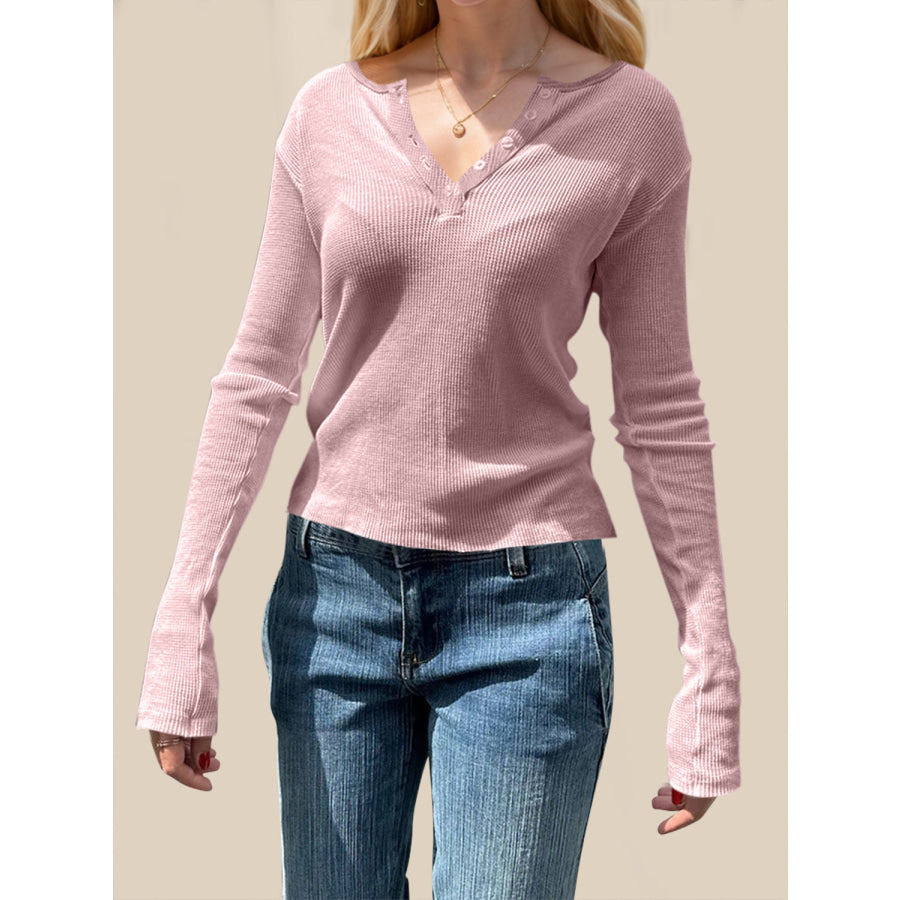 Devine Quarter Button Long Sleeve T-Shirt Apparel and Accessories