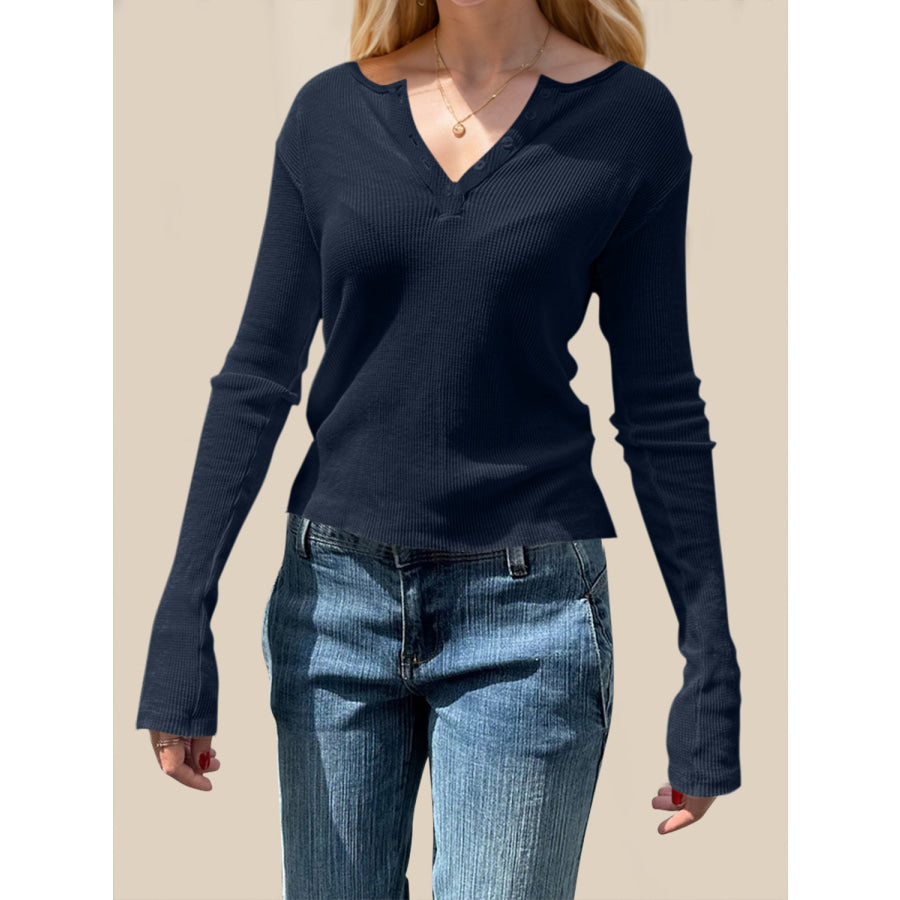 Devine Quarter Button Long Sleeve T-Shirt Apparel and Accessories