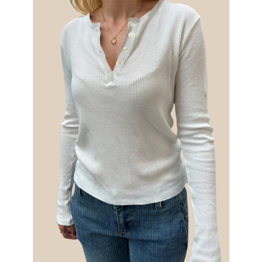 Devine Quarter Button Long Sleeve T-Shirt Apparel and Accessories