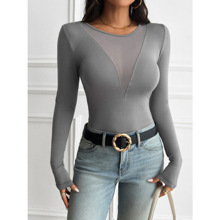 Devine Round Neck Long Sleeve T-Shirt Dark Gray / S Apparel and Accessories