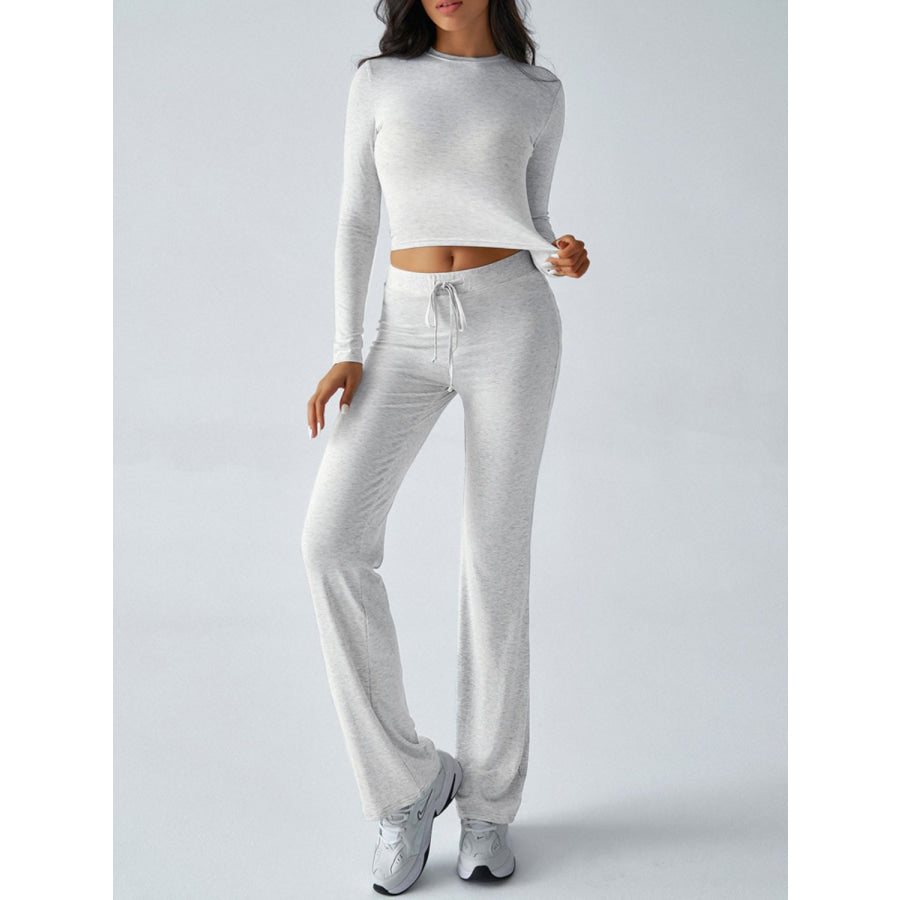 Devine Round Neck Long Sleeve Top and Drawstring Pants Set Apparel and Accessories