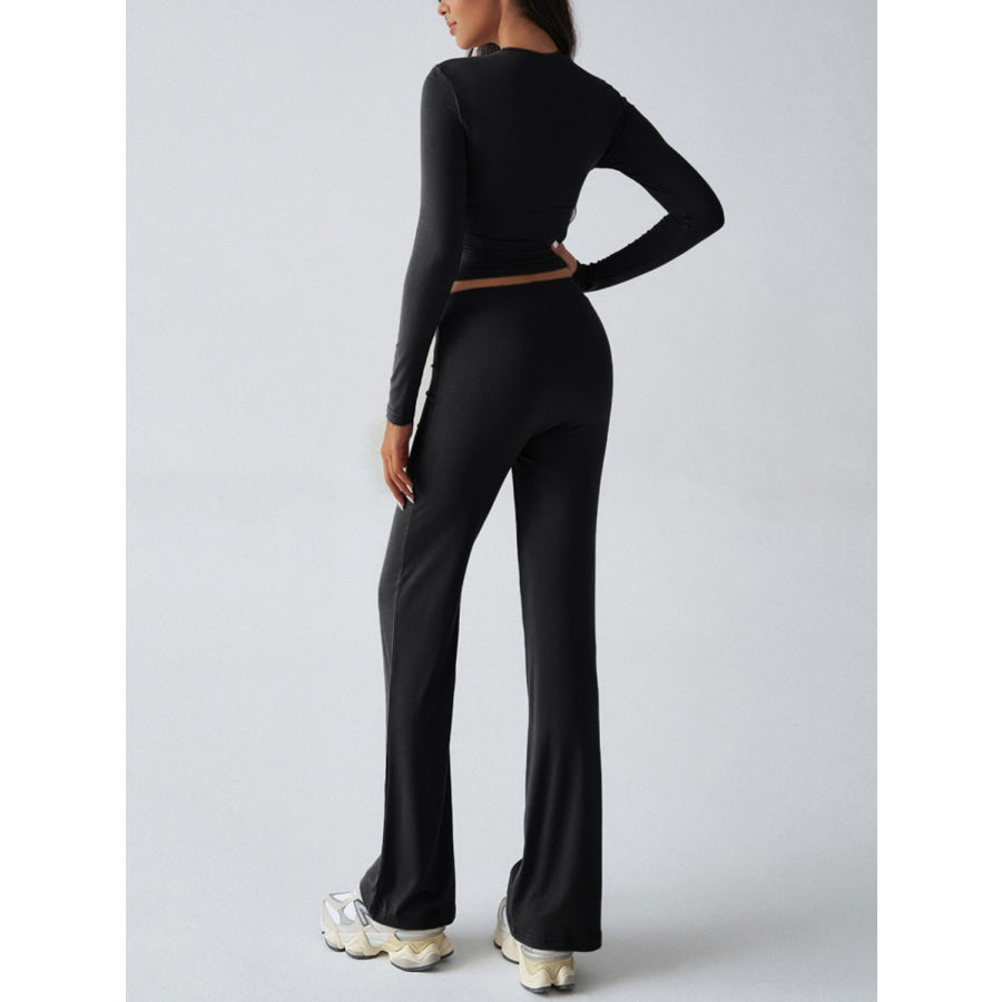 Devine Round Neck Long Sleeve Top and Drawstring Pants Set Apparel and Accessories