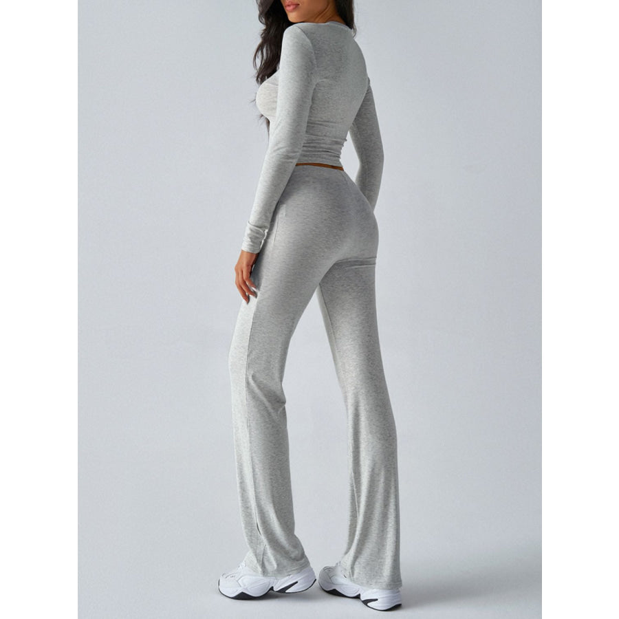 Devine Round Neck Long Sleeve Top and Drawstring Pants Set Apparel and Accessories