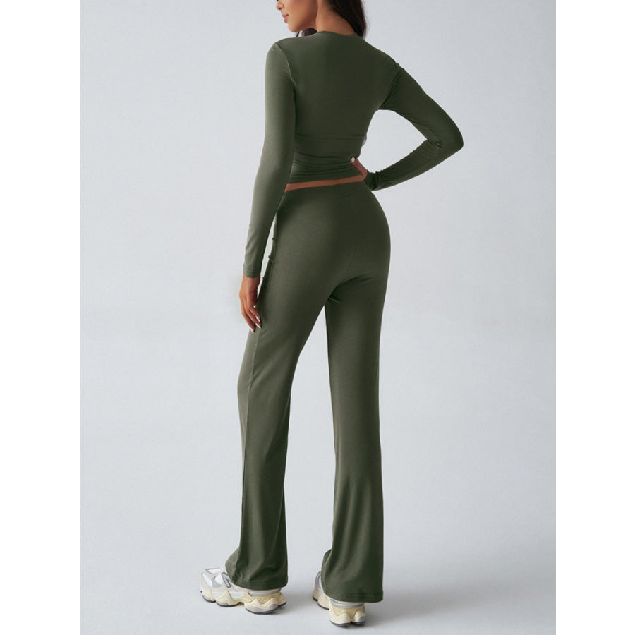 Devine Round Neck Long Sleeve Top and Drawstring Pants Set Apparel and Accessories