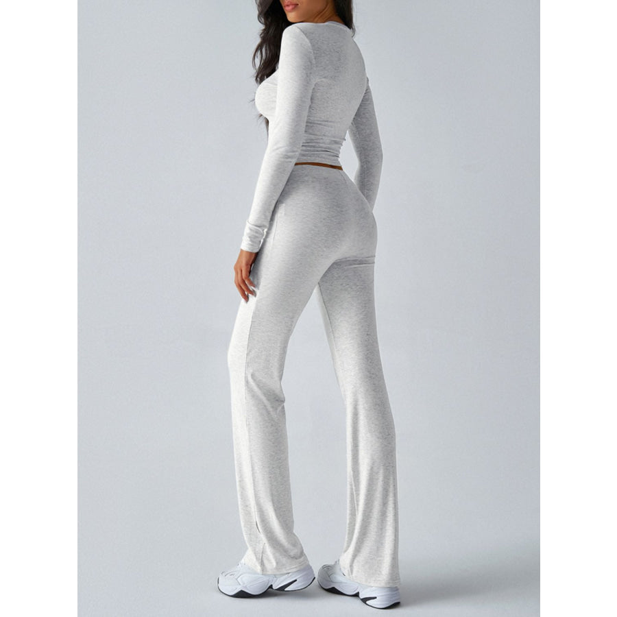 Devine Round Neck Long Sleeve Top and Drawstring Pants Set Apparel and Accessories