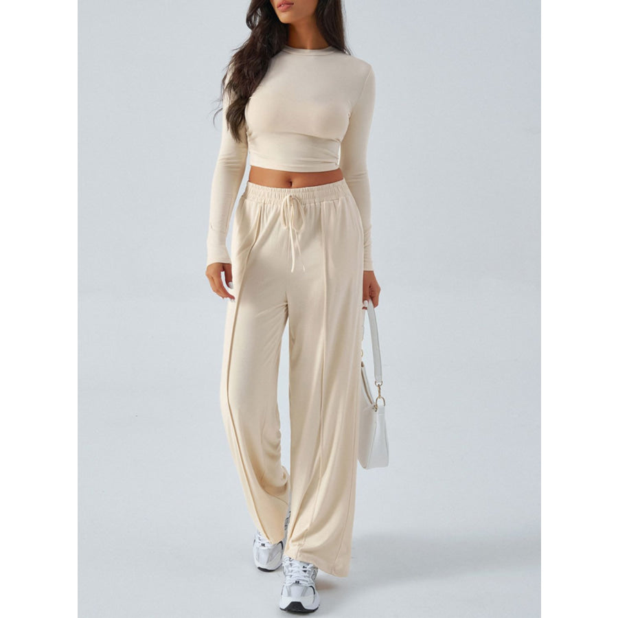 Devine Round Neck Long Sleeve Top and Pants Set Apparel and Accessories