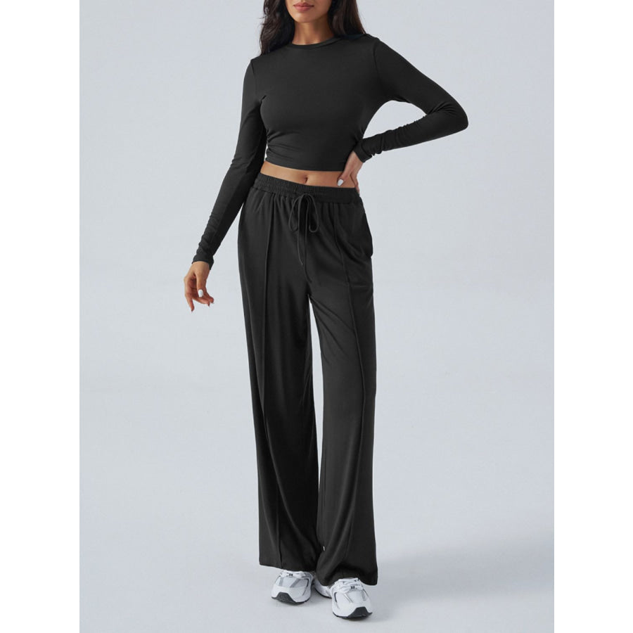 Devine Round Neck Long Sleeve Top and Pants Set Apparel and Accessories