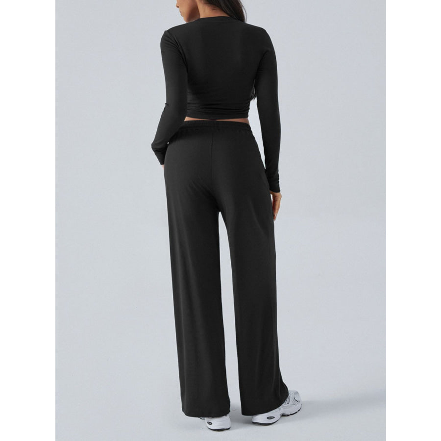 Devine Round Neck Long Sleeve Top and Pants Set Apparel and Accessories