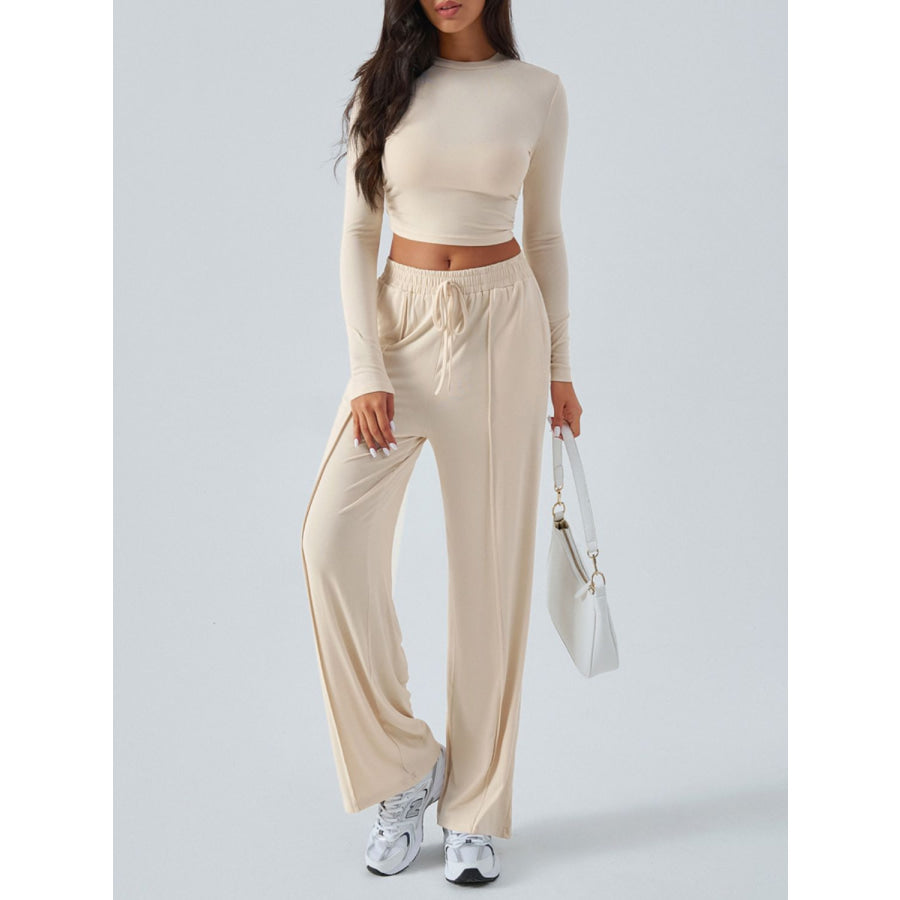 Devine Round Neck Long Sleeve Top and Pants Set Apparel and Accessories