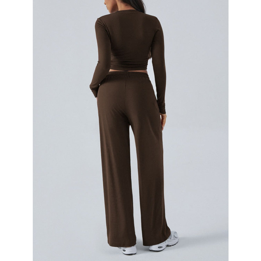 Devine Round Neck Long Sleeve Top and Pants Set Apparel and Accessories