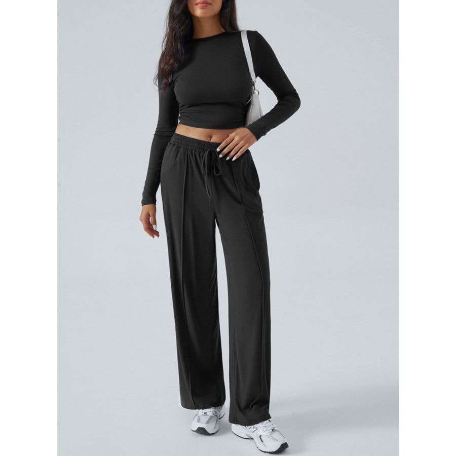 Devine Round Neck Long Sleeve Top and Pants Set Apparel and Accessories