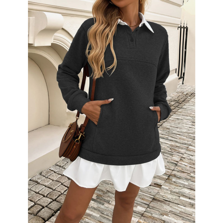 Devine Ruffle Hem Long Sleeve Mini Dress Apparel and Accessories