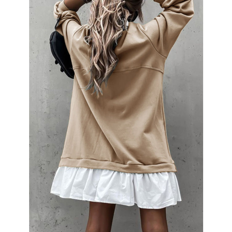 Devine Ruffle Hem Long Sleeve Mini Dress Apparel and Accessories