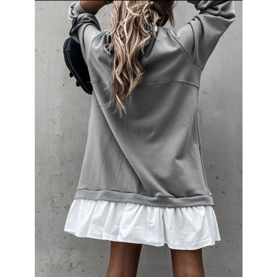 Devine Ruffle Hem Long Sleeve Mini Dress Apparel and Accessories