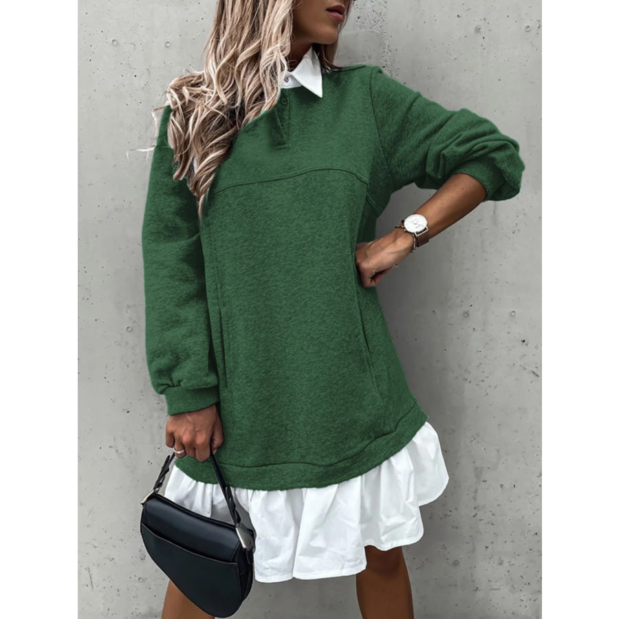 Devine Ruffle Hem Long Sleeve Mini Dress Apparel and Accessories