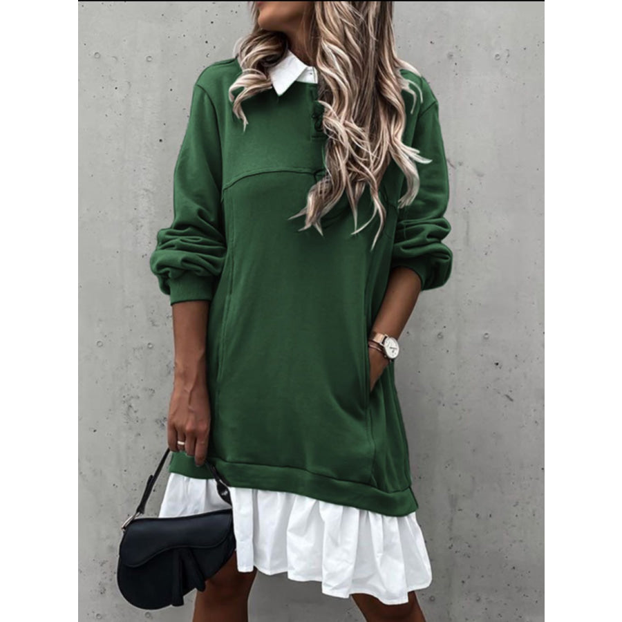 Devine Ruffle Hem Long Sleeve Mini Dress Apparel and Accessories