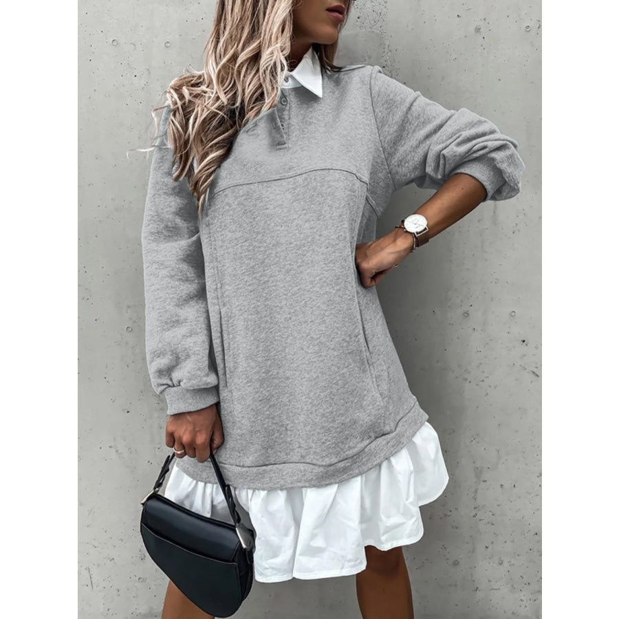 Devine Ruffle Hem Long Sleeve Mini Dress Apparel and Accessories