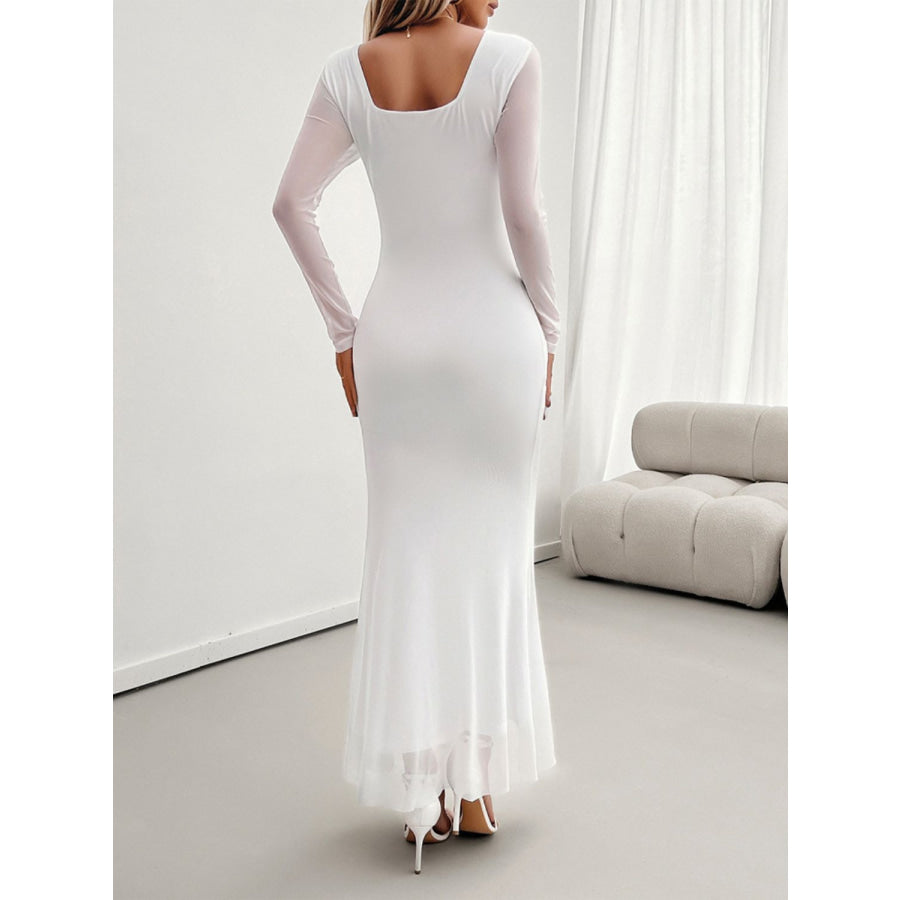 Devine Ruffled Surplice Long Sleeve Maxi Dress Apparel and Accessories