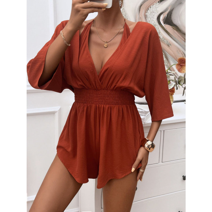 Devine Smocked Tie Back Romper Apparel and Accessories