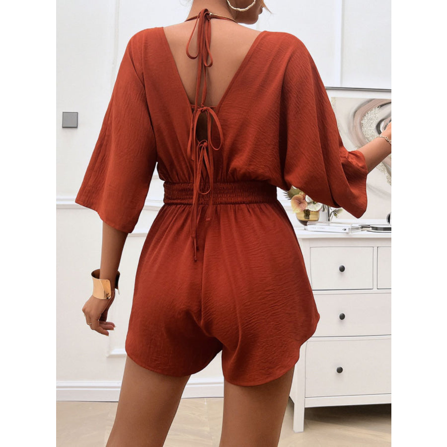 Devine Smocked Tie Back Romper Apparel and Accessories