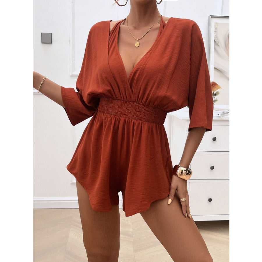 Devine Smocked Tie Back Romper Apparel and Accessories