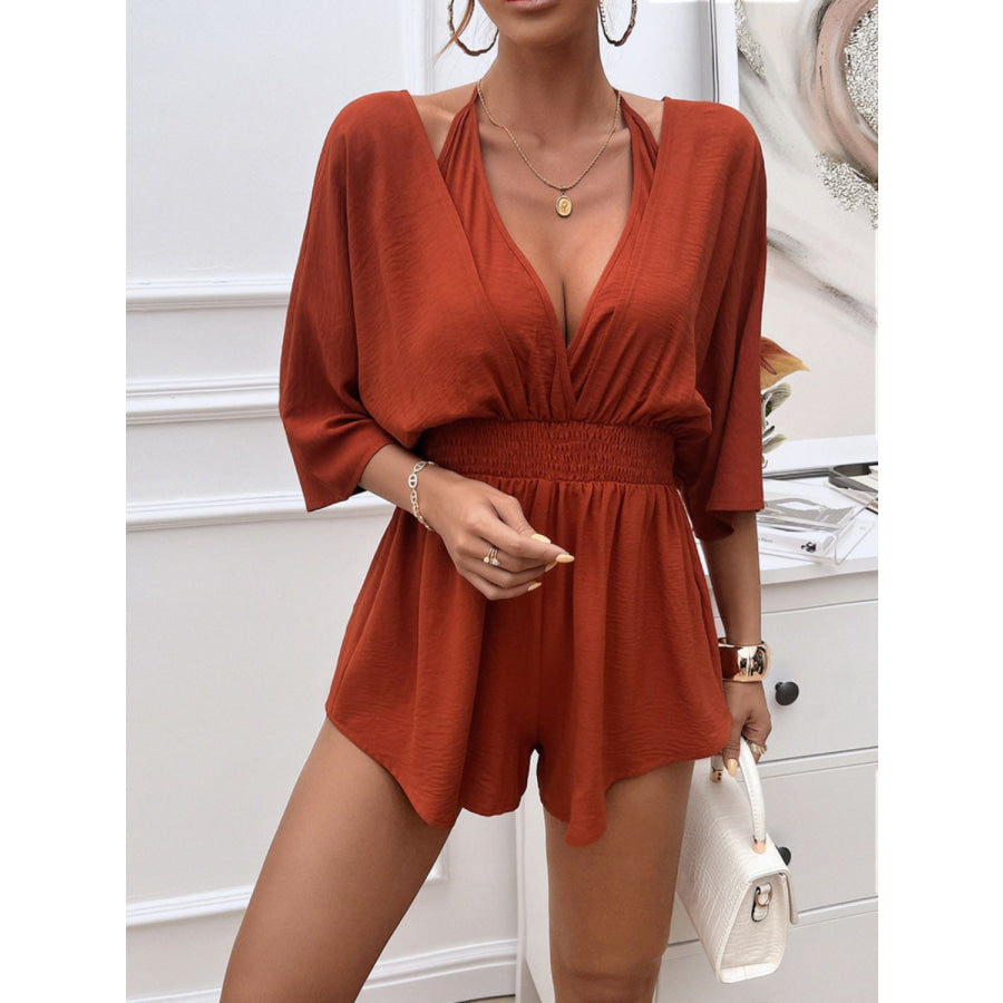 Devine Smocked Tie Back Romper Terracotta / S Apparel and Accessories