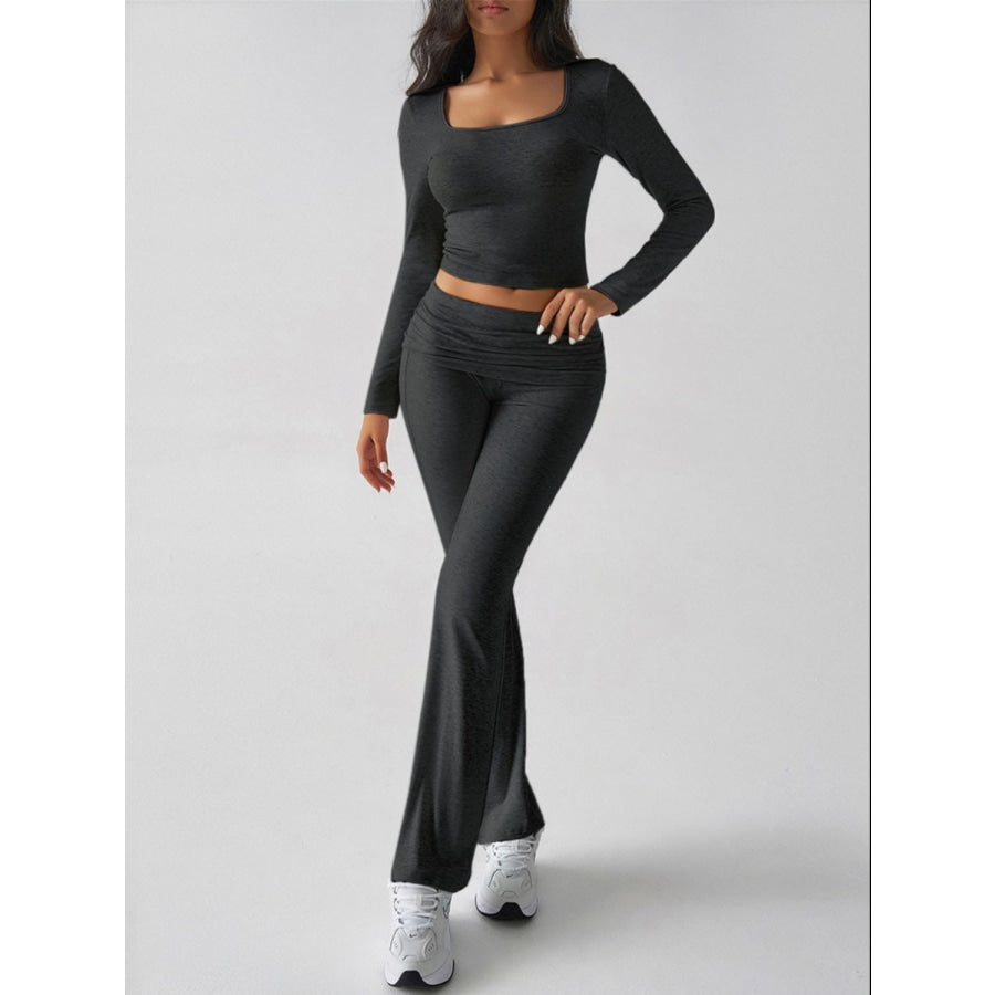 Devine Square Neck Long Sleeve Top and Pants Set Apparel and Accessories