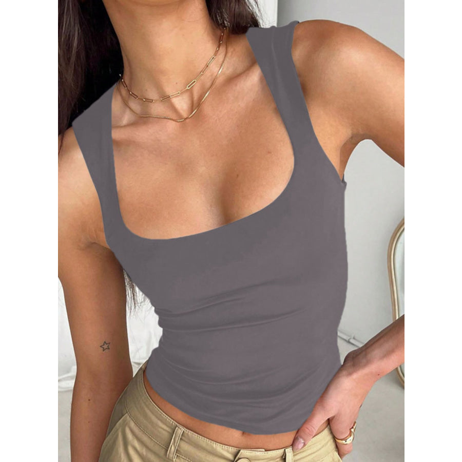 Devine Square Neck Wide Strap Tank Apparel and Accessories