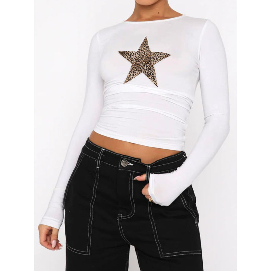 Devine Star Round Neck Long Sleeve T-Shirt Apparel and Accessories