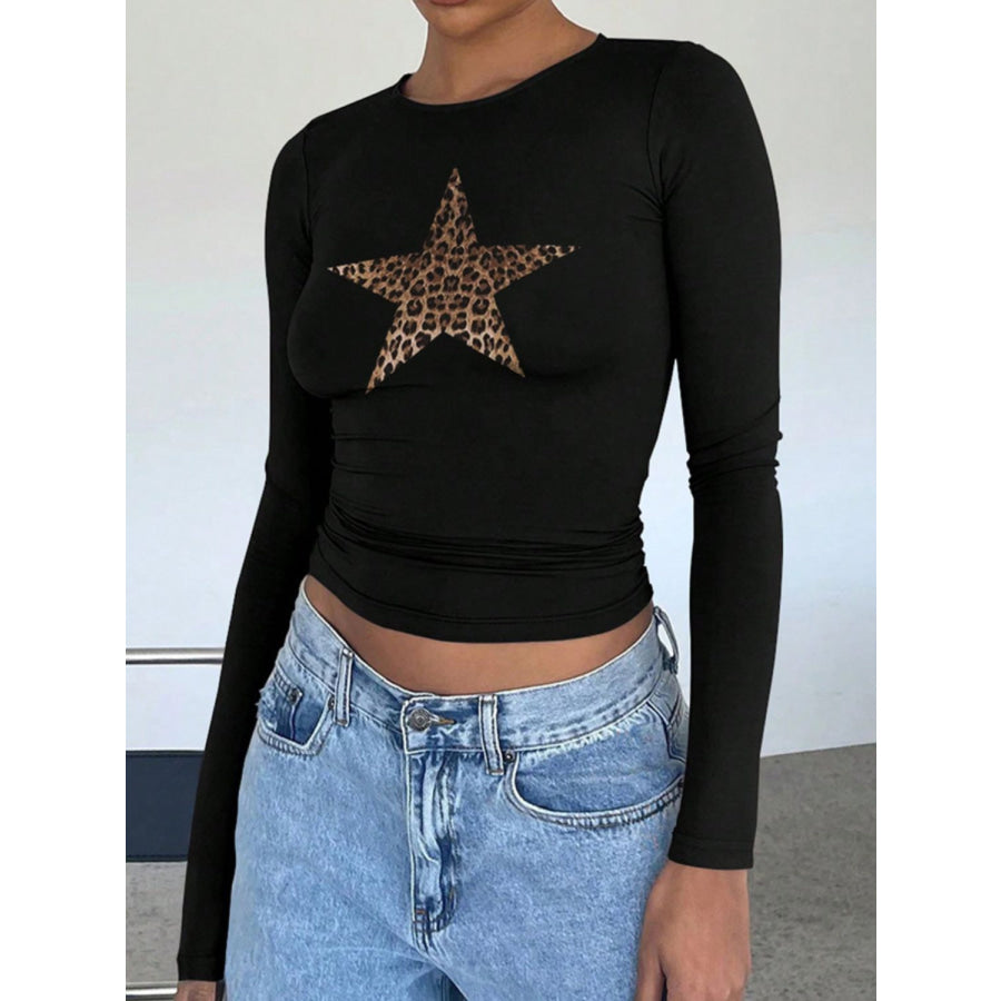 Devine Star Round Neck Long Sleeve T-Shirt Apparel and Accessories