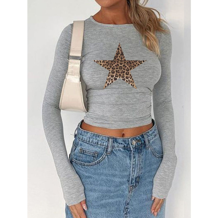 Devine Star Round Neck Long Sleeve T-Shirt Apparel and Accessories