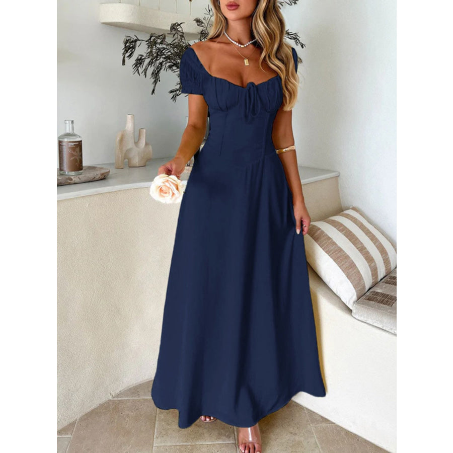 Devine Sweetheart Neck Short Sleeve Maxi Dress Apparel and Accessories